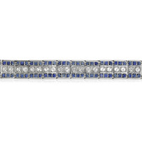 11.88 Ct.Tw. Blue Sapphire and Natural Diamond Tennis/Line Bracelet, Platinum 950 Image
