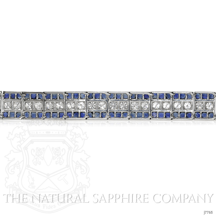 11.88 Ct.Tw. Blue Sapphire and Natural Diamond Tennis/Line Bracelet, Platinum 950