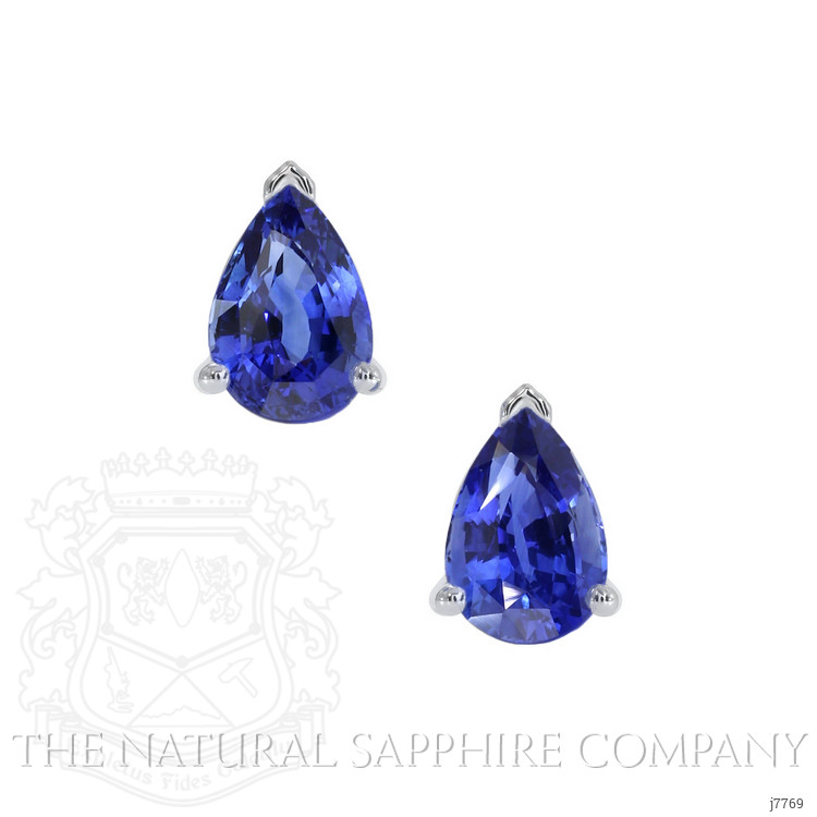 1.00 Ct.Tw. Blue Sapphire Studs Earrings, 14K White Gold