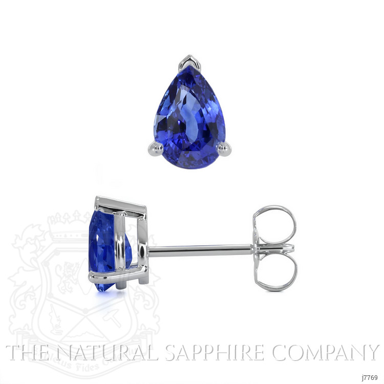 1.00 Ct.Tw. Blue Sapphire Studs Earrings, 14K White Gold