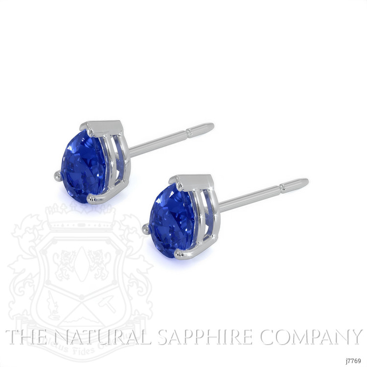1.00 Ct.Tw. Blue Sapphire Studs Earrings, 14K White Gold
