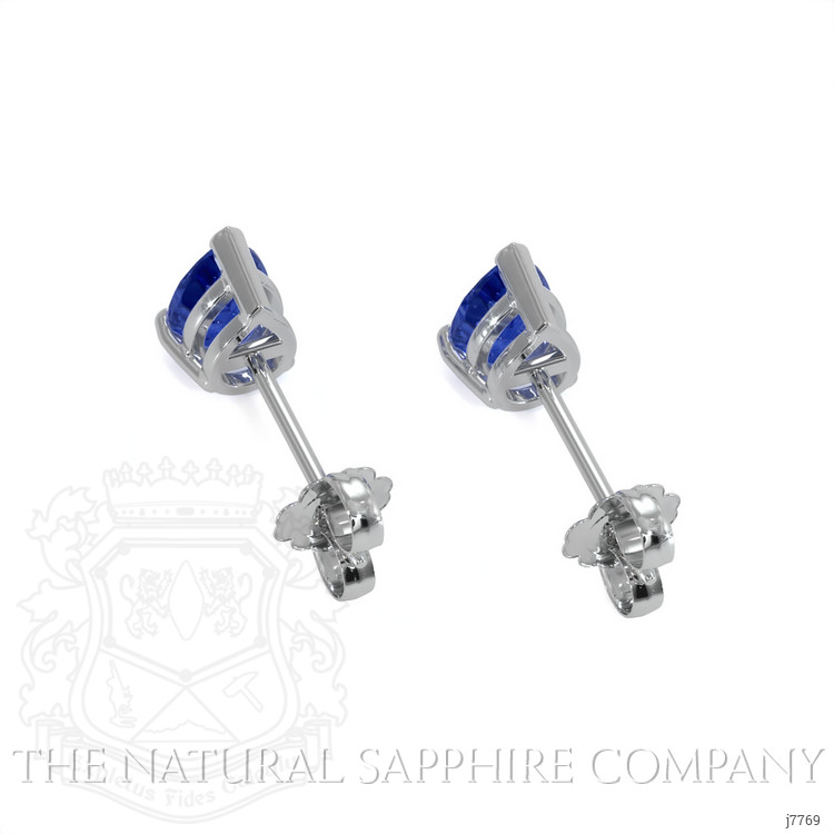 1.00 Ct.Tw. Blue Sapphire Studs Earrings, 14K White Gold