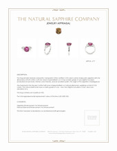 2.93 Ct. Pink Sapphire and Natural Diamond Three Stone Ring, Platinum 950 Appraisal