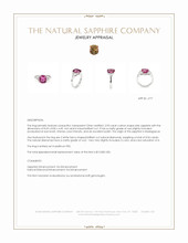2.93 Ct. Pink Sapphire and Natural Diamond Three Stone Ring, Platinum 950 Appraisal