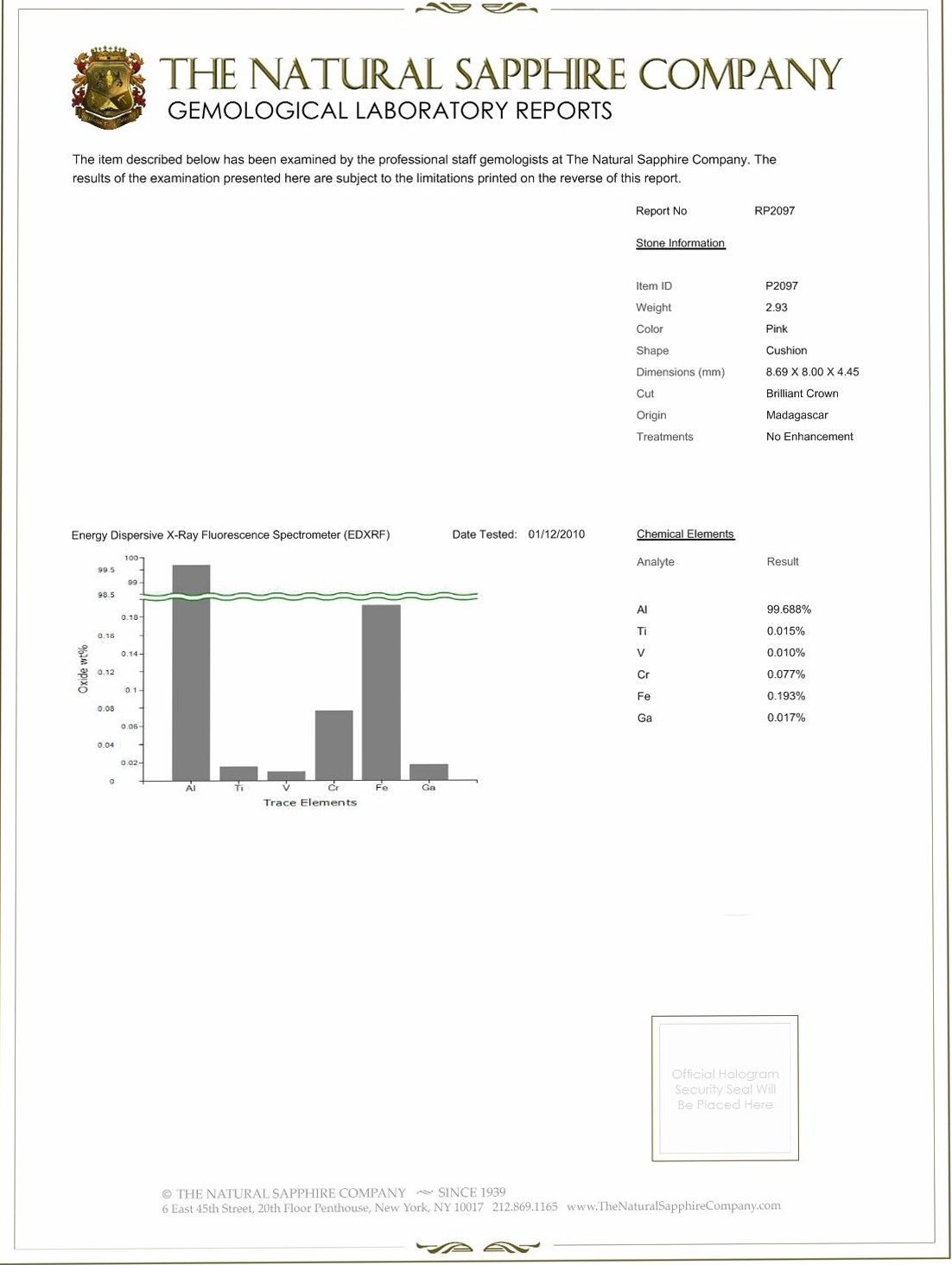 2.93 Ct. Pink Sapphire and Natural Diamond Three Stone Ring, Platinum 950