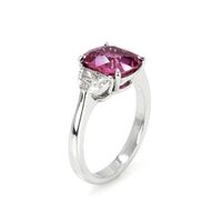 2.93 Ct. Pink Sapphire and Natural Diamond Three Stone Ring, Platinum 950 Image
