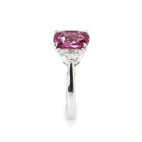 2.93 Ct. Pink Sapphire and Natural Diamond Three Stone Ring, Platinum 950 Image