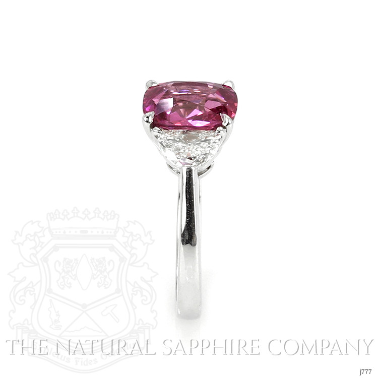 2.93 Ct. Pink Sapphire and Natural Diamond Three Stone Ring, Platinum 950