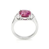 2.93 Ct. Pink Sapphire and Natural Diamond Three Stone Ring, Platinum 950 Image