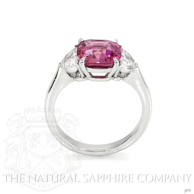 2.93 Ct. Pink Sapphire and Natural Diamond Three Stone Ring, Platinum 950