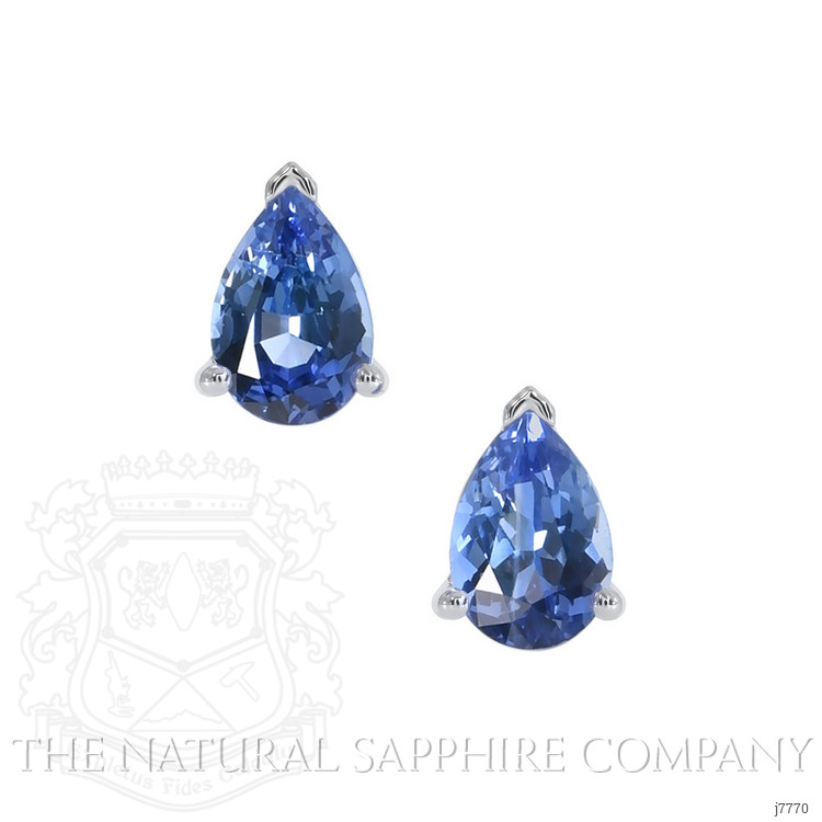 1.00 Ct.Tw. Blue Sapphire Studs Earrings, 14K White Gold