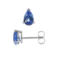 1.00 Ct.Tw. Blue Sapphire Studs Earrings, 14K White Gold Image