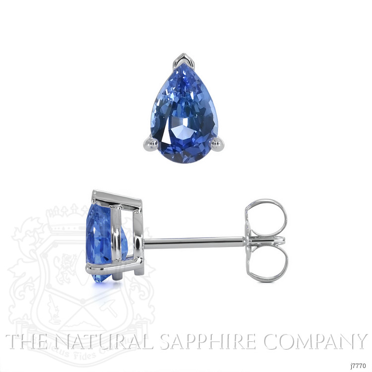 1.00 Ct.Tw. Blue Sapphire Studs Earrings, 14K White Gold
