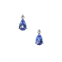 1.00&nbsp;Ct.Tw.Total Carat Weight Blue Sapphire and Natural Diamond Studs Earrings, 14K White Gold Video