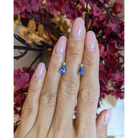 1.00&nbsp;Ct.Tw.Total Carat Weight Blue Sapphire and Natural Diamond Studs Earrings, 14K White Gold Life Style