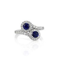 0.78 Ct. Blue Sapphire and Natural Diamond Pave Ring, Platinum 950 Video