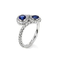 0.78 Ct. Blue Sapphire and Natural Diamond Pave Ring, Platinum 950 Image