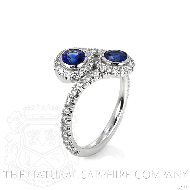 0.78 Ct. Blue Sapphire and Natural Diamond Pave Ring, Platinum 950