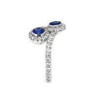 0.78 Ct. Blue Sapphire and Natural Diamond Pave Ring, Platinum 950 Image