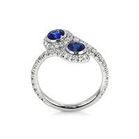 0.78 Ct. Blue Sapphire and Natural Diamond Pave Ring, Platinum 950 Image