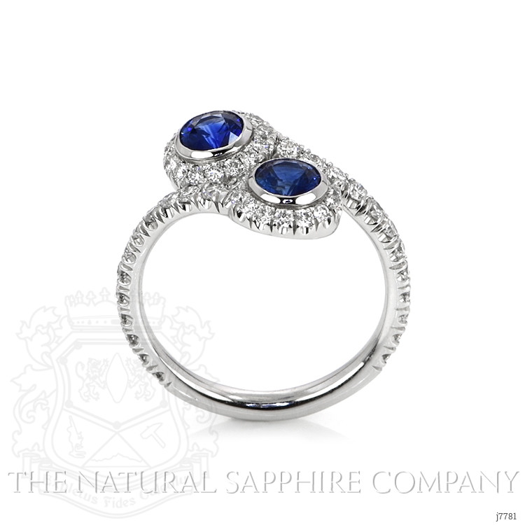 0.78 Ct. Blue Sapphire and Natural Diamond Pave Ring, Platinum 950