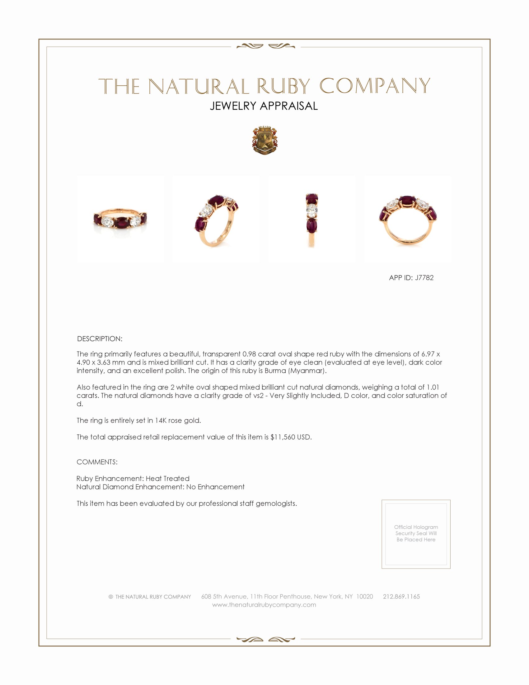 2.39 Ct. Ruby and Natural Diamond Antique Style Ring, 14K Rose Gold