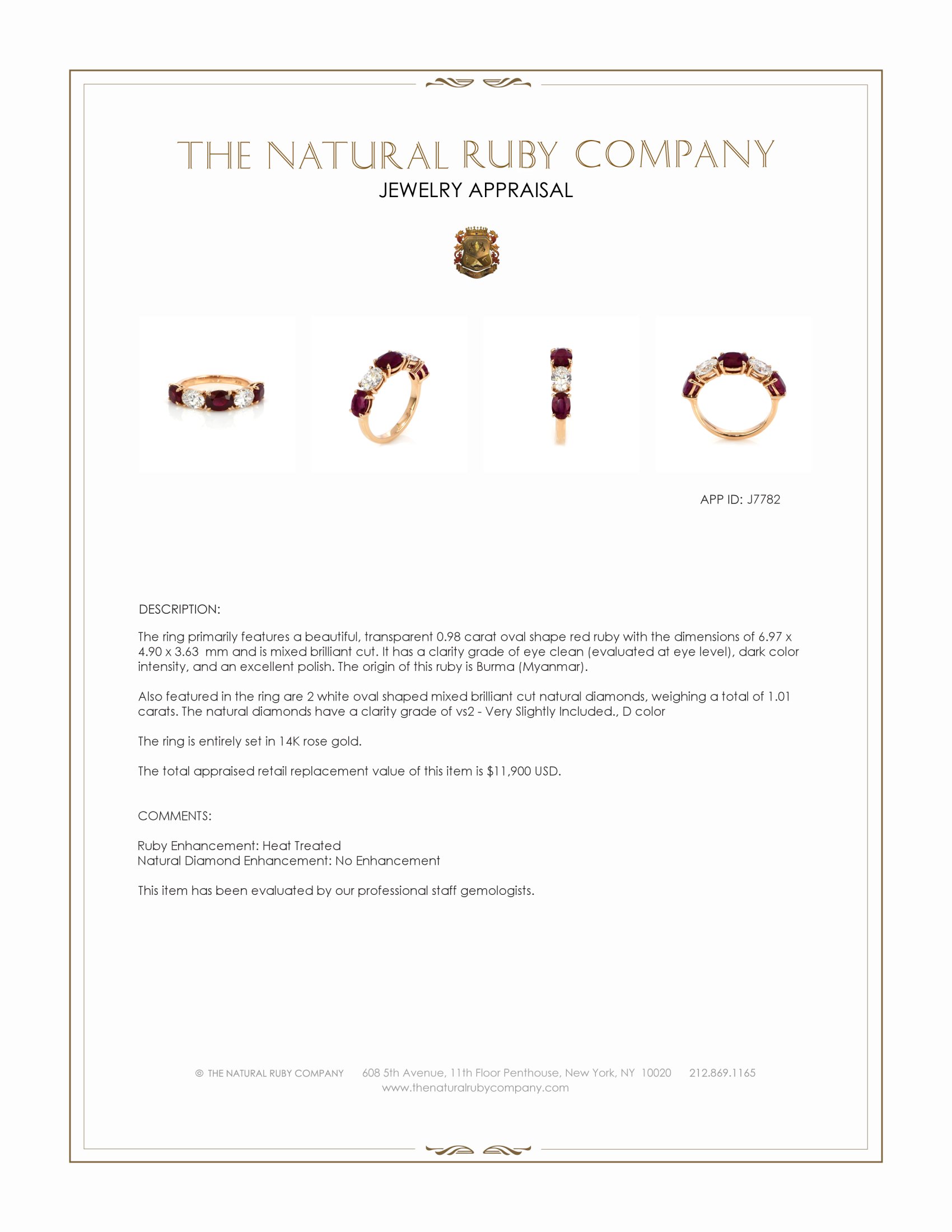 2.39 Ct. Ruby and Natural Diamond Antique Style Ring, 14K Rose Gold