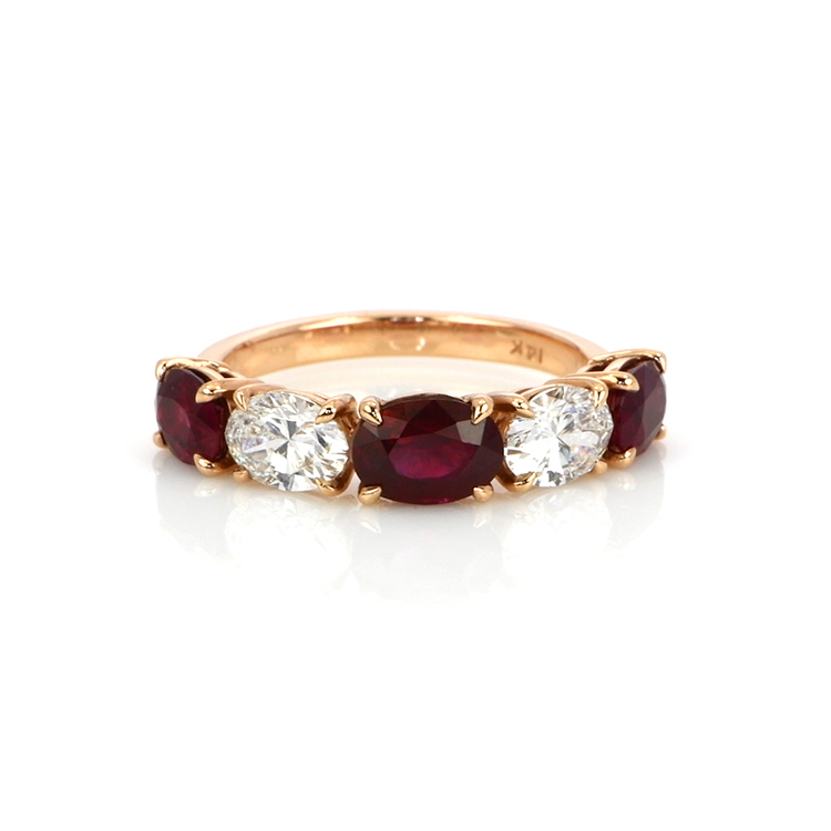 Ruby and Natural Diamond Antique Ring - Oval 2.3899999999999997 Ct
