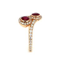 0.92 Ct. Ruby Natural Diamond Antique Style Ring, 14K Rose Gold Image