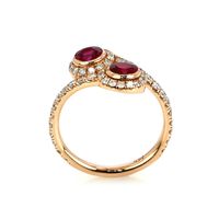 0.92 Ct. Ruby Natural Diamond Antique Style Ring, 14K Rose Gold Image