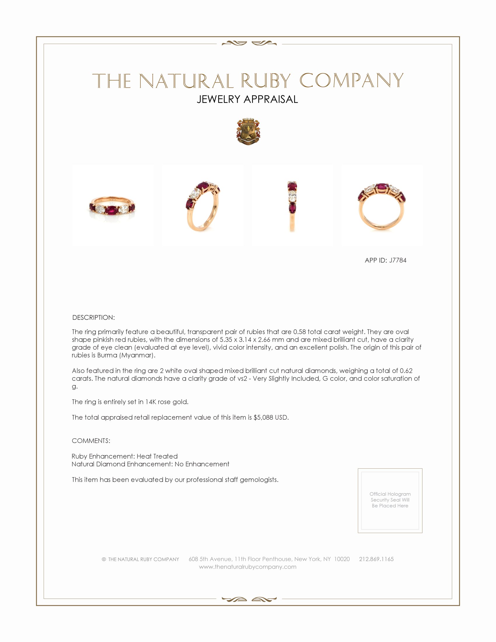 1.22 Ct. Ruby Natural Diamond Antique Style Ring, 14K Rose Gold