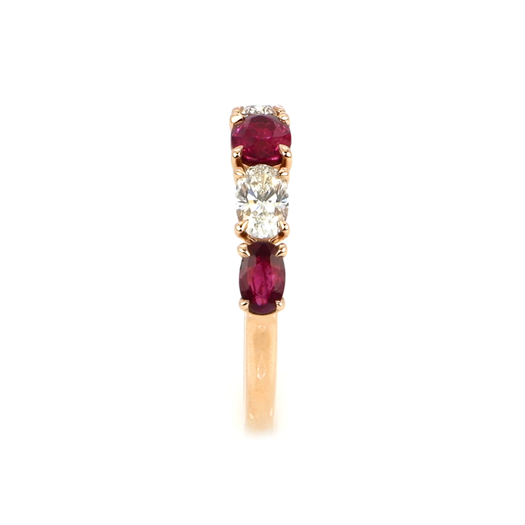 Pinkish Red Ruby and Natural Diamond Antique Ring - Oval 1.22 Ct