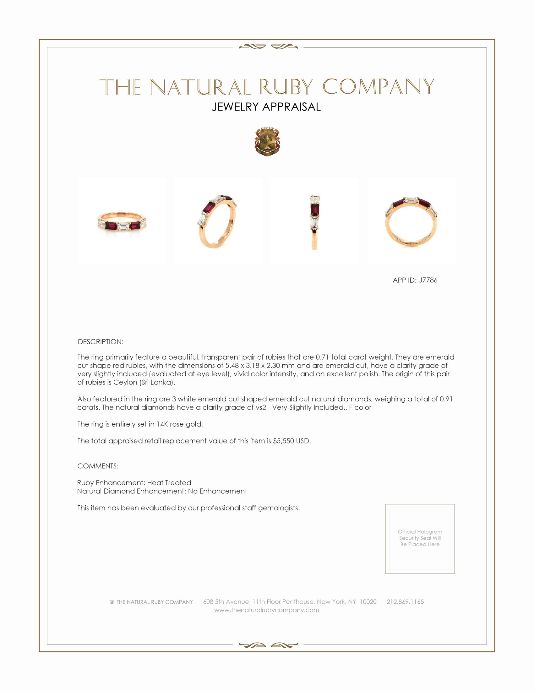 0.71 Ct. Ruby and Natural Diamond Antique Style Ring, 14K Rose Gold