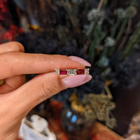 0.71 Ct. Ruby and Natural Diamond Antique Style Ring, 14K Rose Gold Life Style
