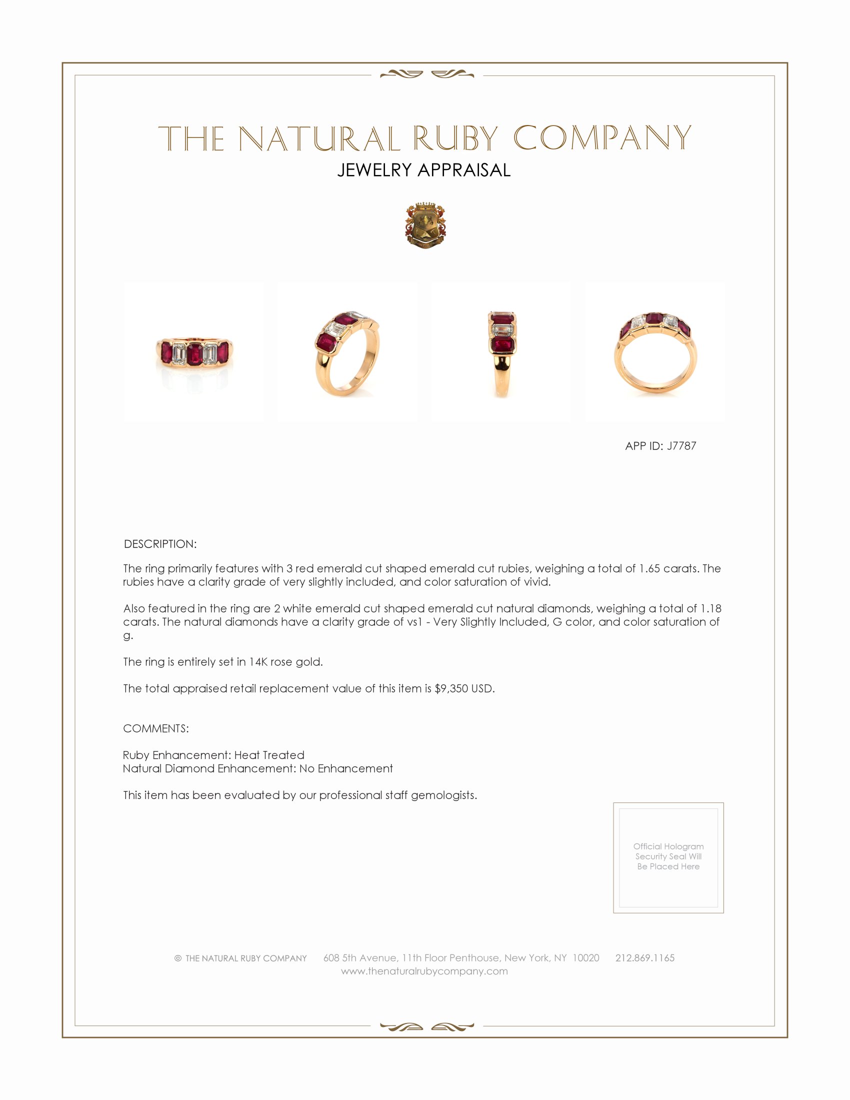 1.65 Ct. Ruby and Natural Diamond Antique Style Ring, 14K Rose Gold