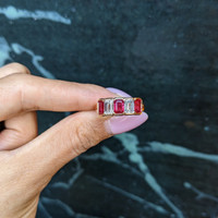 1.65 Ct. Ruby and Natural Diamond Antique Style Ring, 14K Rose Gold Life Style
