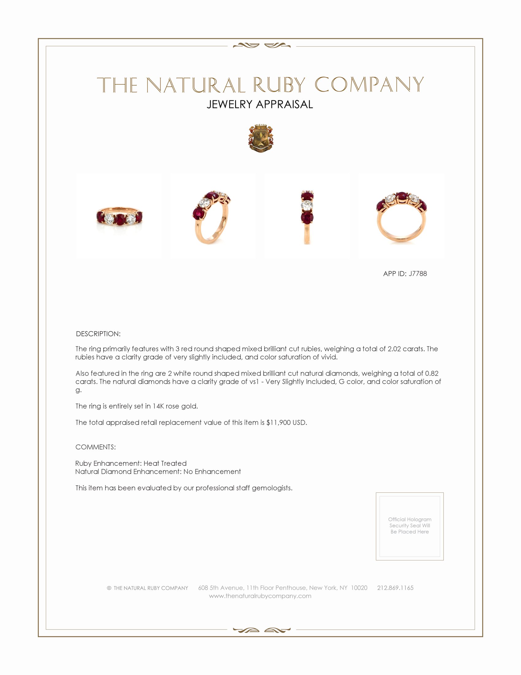 2.02 Ct. Ruby and Natural Diamond Antique Style Ring, 14K Rose Gold