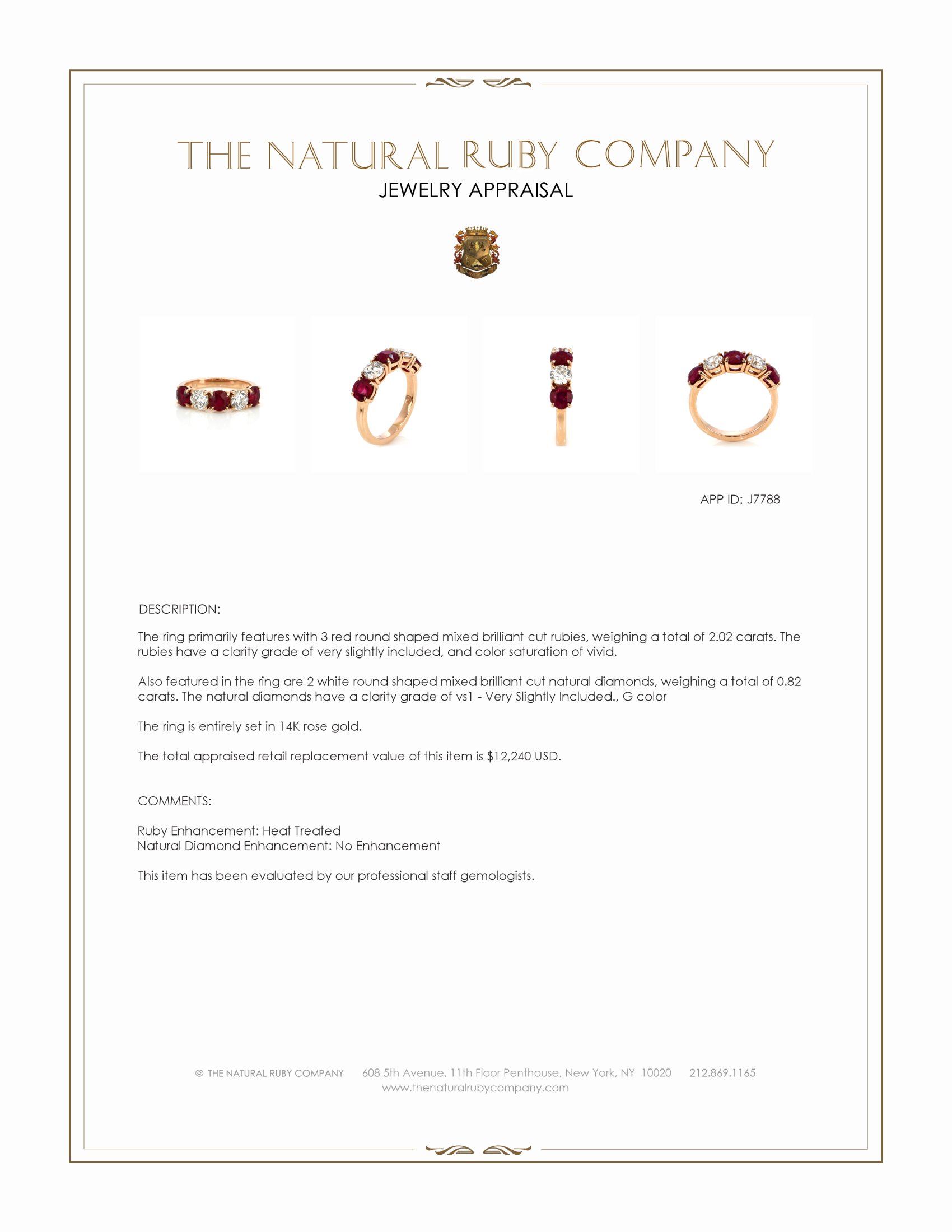 2.02 Ct. Ruby and Natural Diamond Antique Style Ring, 14K Rose Gold