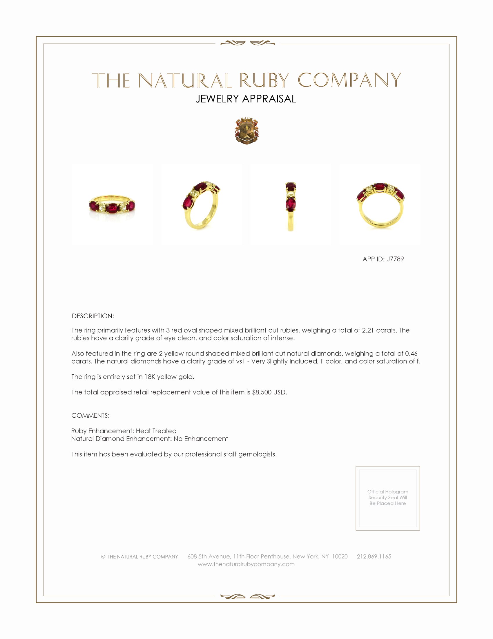 2.21 Ct. Ruby Natural Diamond Antique Style Ring, 18K Yellow Gold