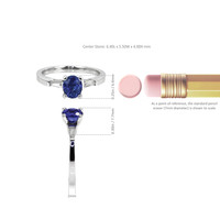 1.35 Ct. Blue Sapphire and Natural Diamond Three Stone Ring, Platinum 950 Image