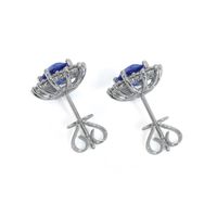 1.00 Ct.Tw. Blue Sapphire and Natural Diamond Halo Earrings, 18K White Gold Image