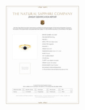 0.63 Ct. Blue Sapphire and Natural Diamond Three Stone Ring, 18K Yellow Gold Scan Report