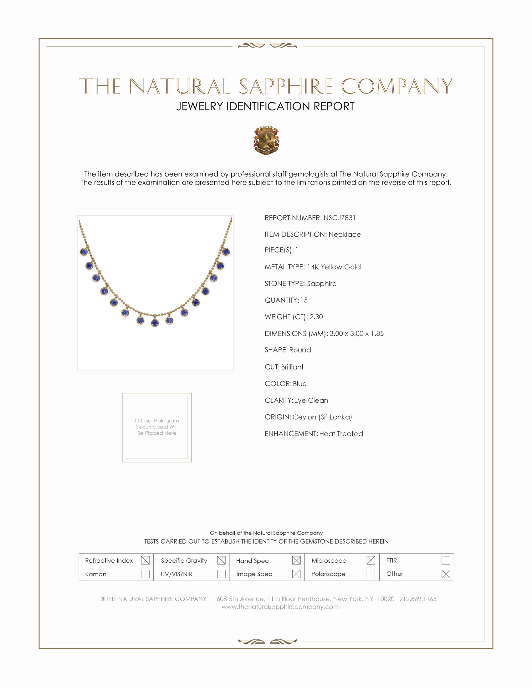 2.30 Ct. Blue Sapphire Accent Stones Necklace, 14K Yellow Gold