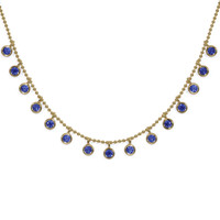 2.30 Ct. Blue Sapphire Accent Stones Necklace, 14K Yellow Gold Video