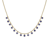 2.30 Ct. Blue Sapphire Accent Stones Necklace, 14K Yellow Gold Image