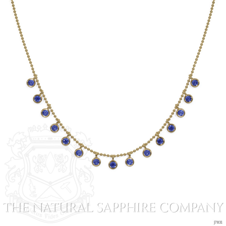 2.30 Ct. Blue Sapphire Accent Stones Necklace, 14K Yellow Gold