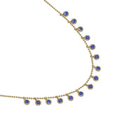 2.30 Ct. Blue Sapphire Accent Stones Necklace, 14K Yellow Gold Image