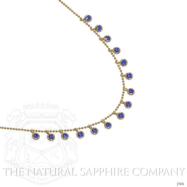 2.30 Ct. Blue Sapphire Accent Stones Necklace, 14K Yellow Gold