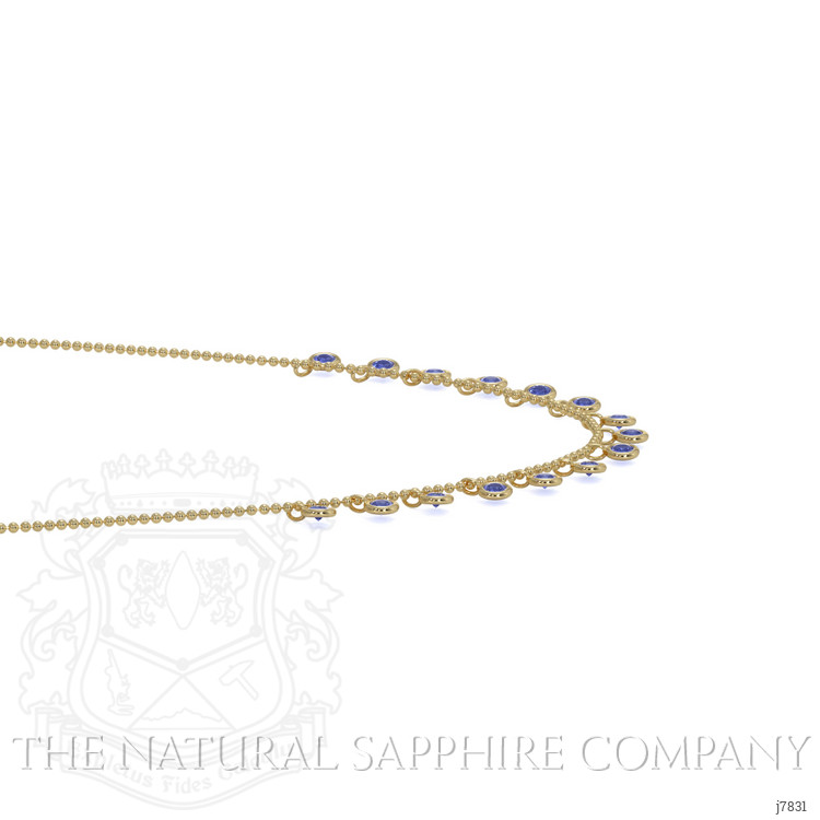 2.30 Ct. Blue Sapphire Accent Stones Necklace, 14K Yellow Gold