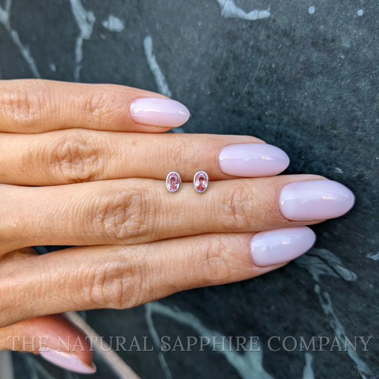 0.50 Ct.Tw. Padparadscha Sapphire Studs Earrings, 14K White Gold